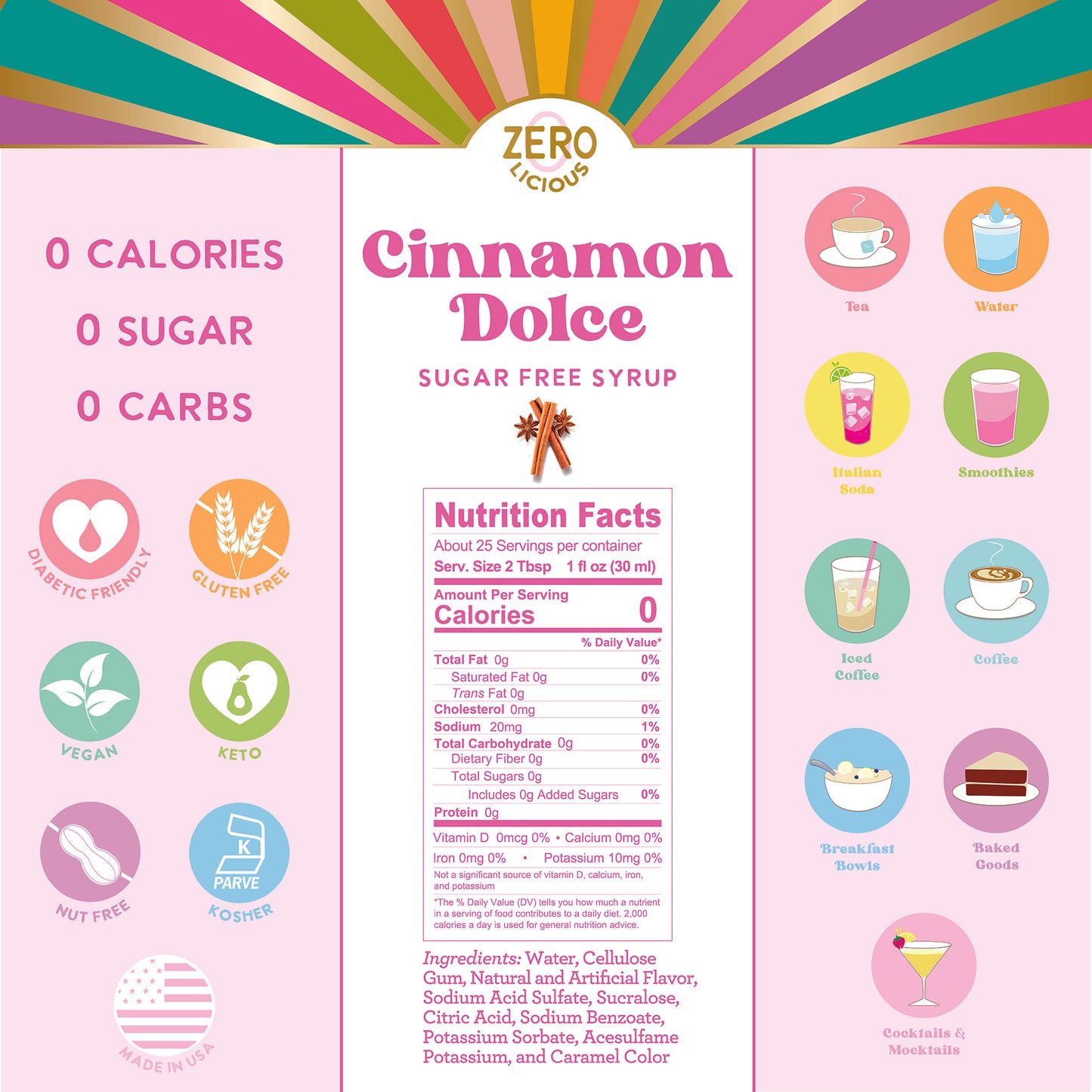 Cinnamon Dolce Sugar Free Syrup Nutrition Facts & Ingredients