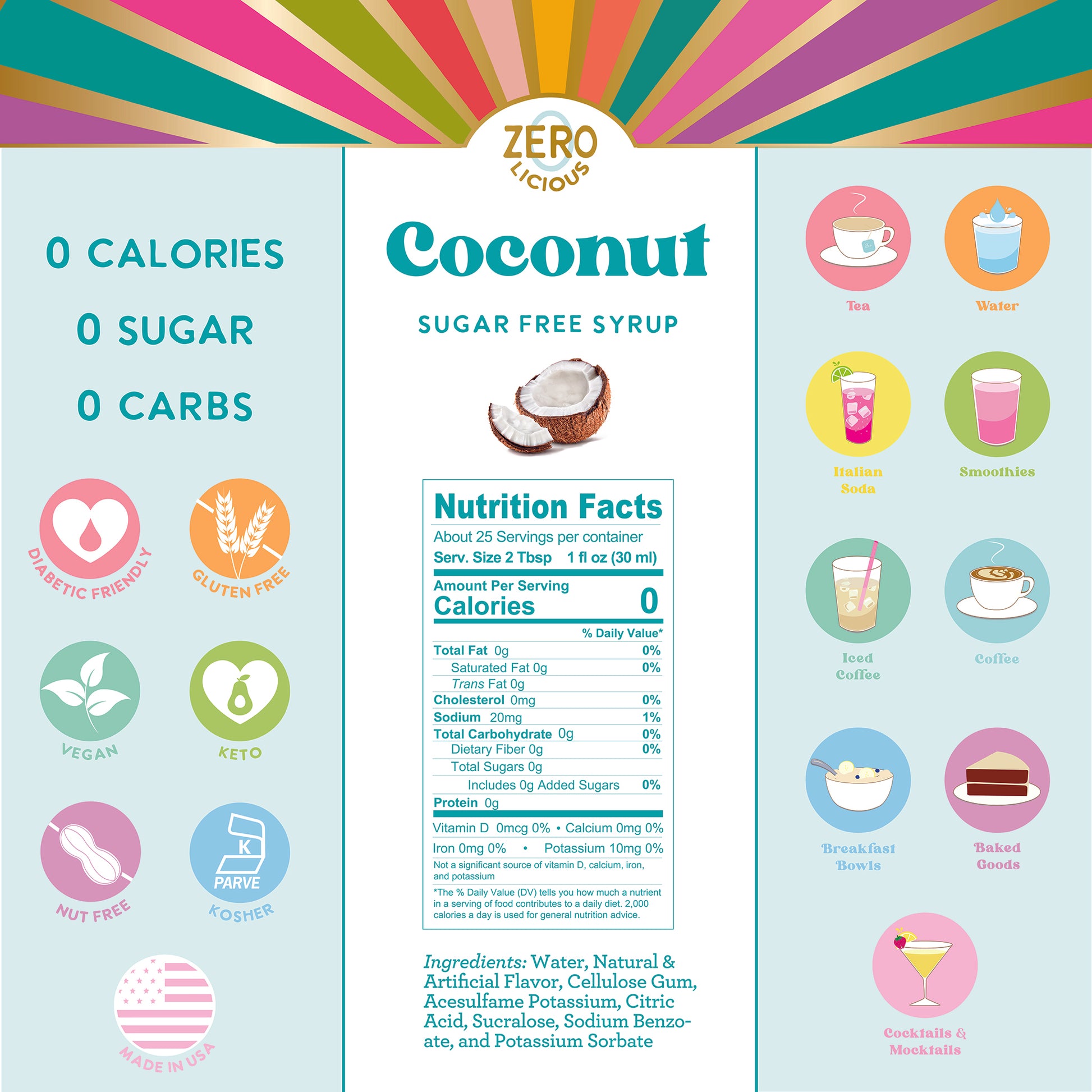 Coconut Sugar Free Syrup Nutrition Facts and Ingredients