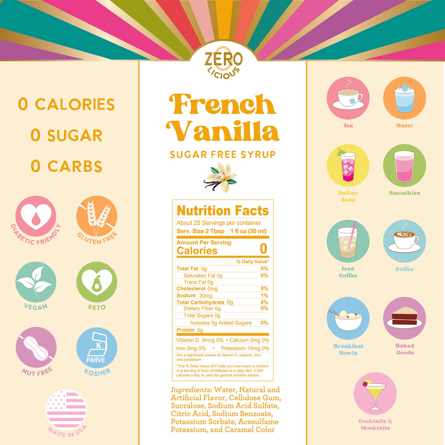 French Vanilla Sugar Free Syrup Nutrition Facts & Ingredients