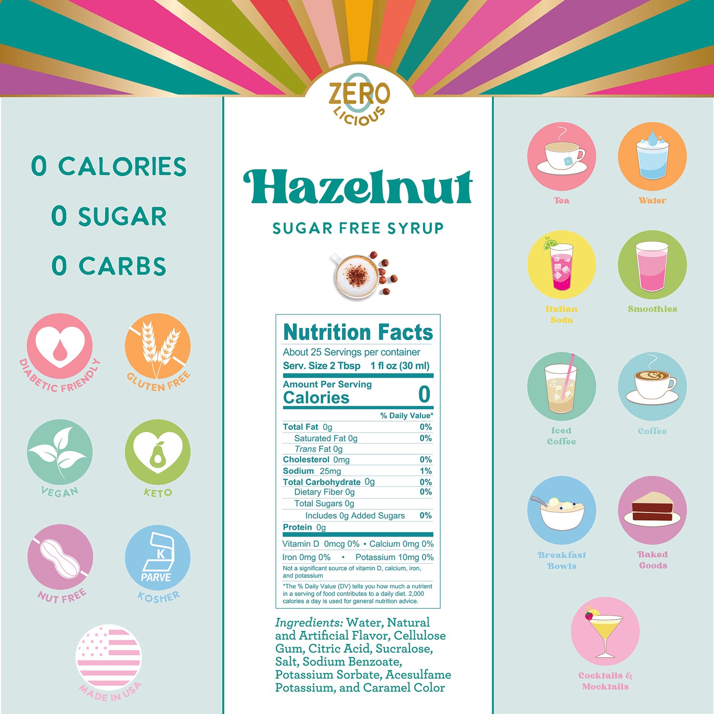 Hazelnut Sugar Free Syrup Nutrition Facts & Ingredients