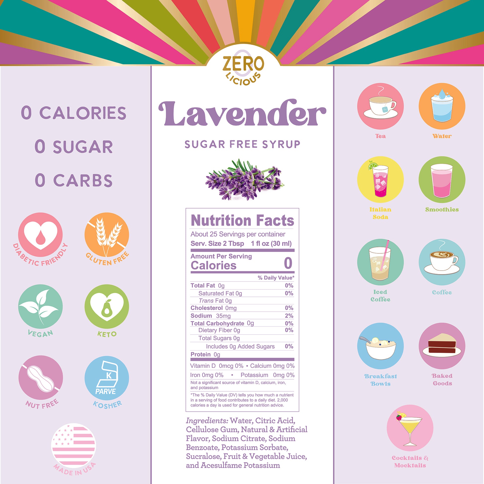 Lavender Sugar Free Syrup Nutrition Facts and Ingredients