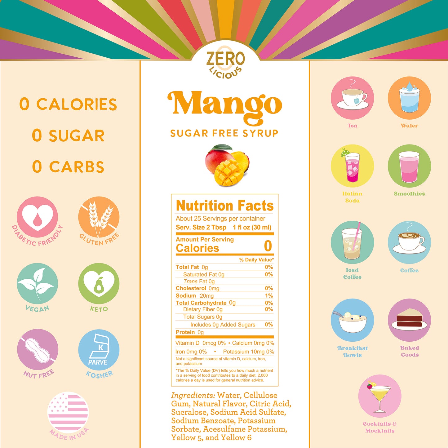 Mango Sugar Free Syrup Nutrition Facts and Ingredients