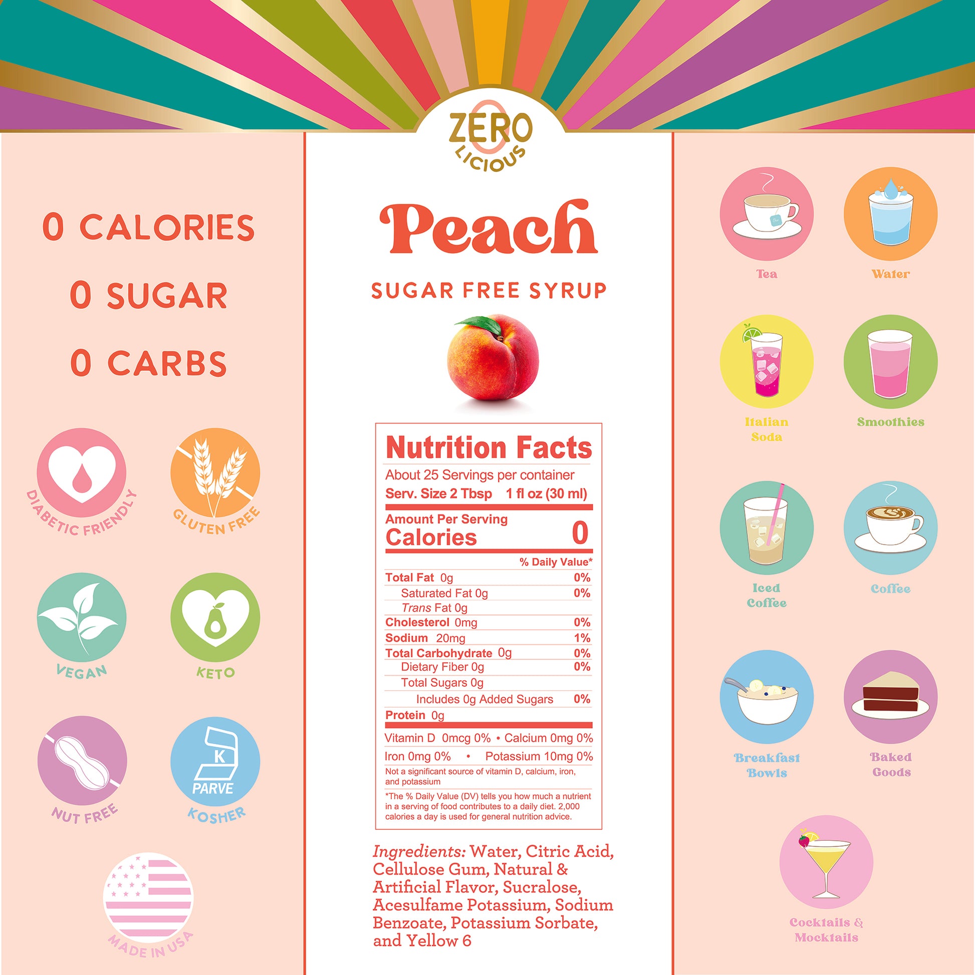 Peach Sugar Free Syrup Nutrition Facts and Ingredients