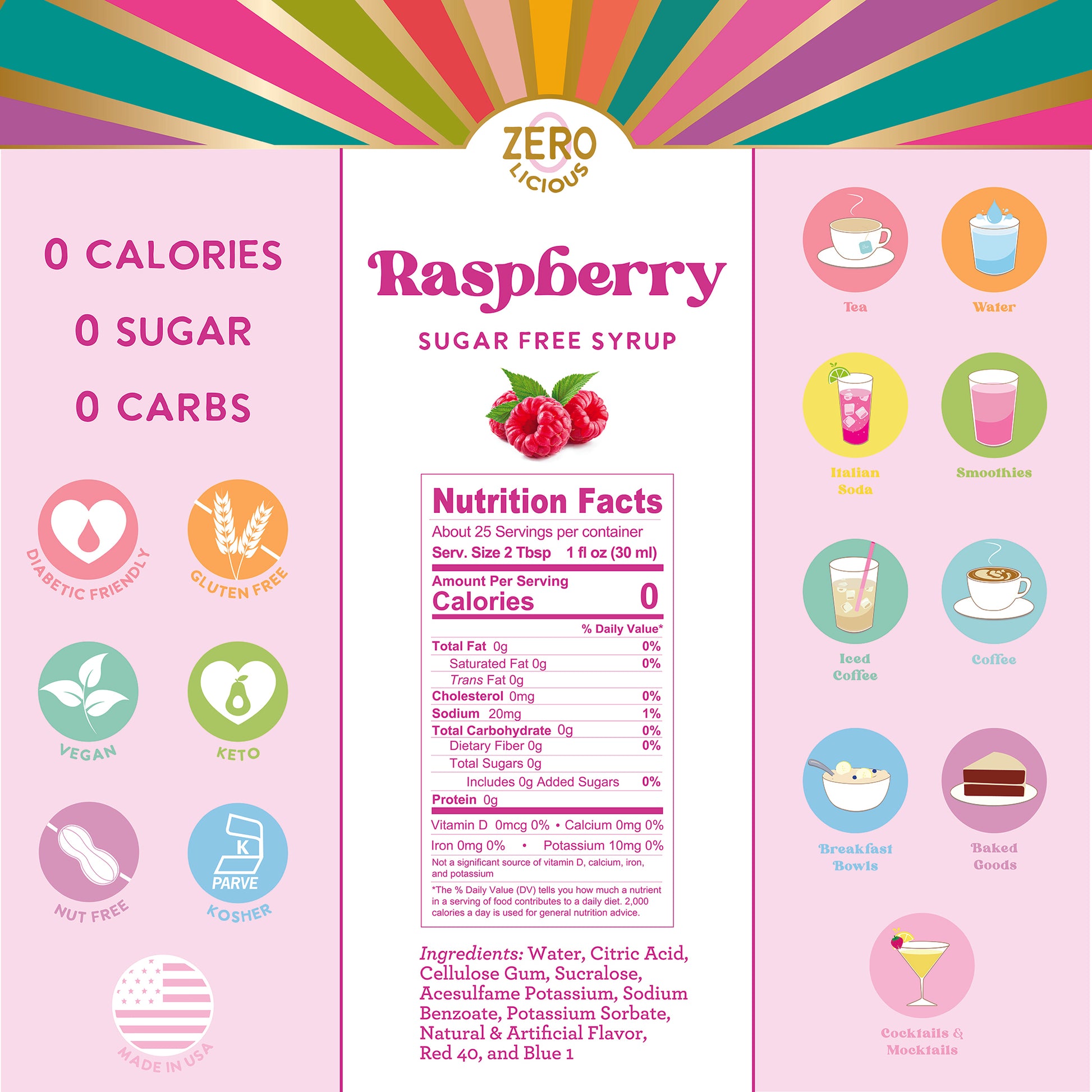 Raspberry Sugar Free Syrup Nutrition Facts and Ingredients