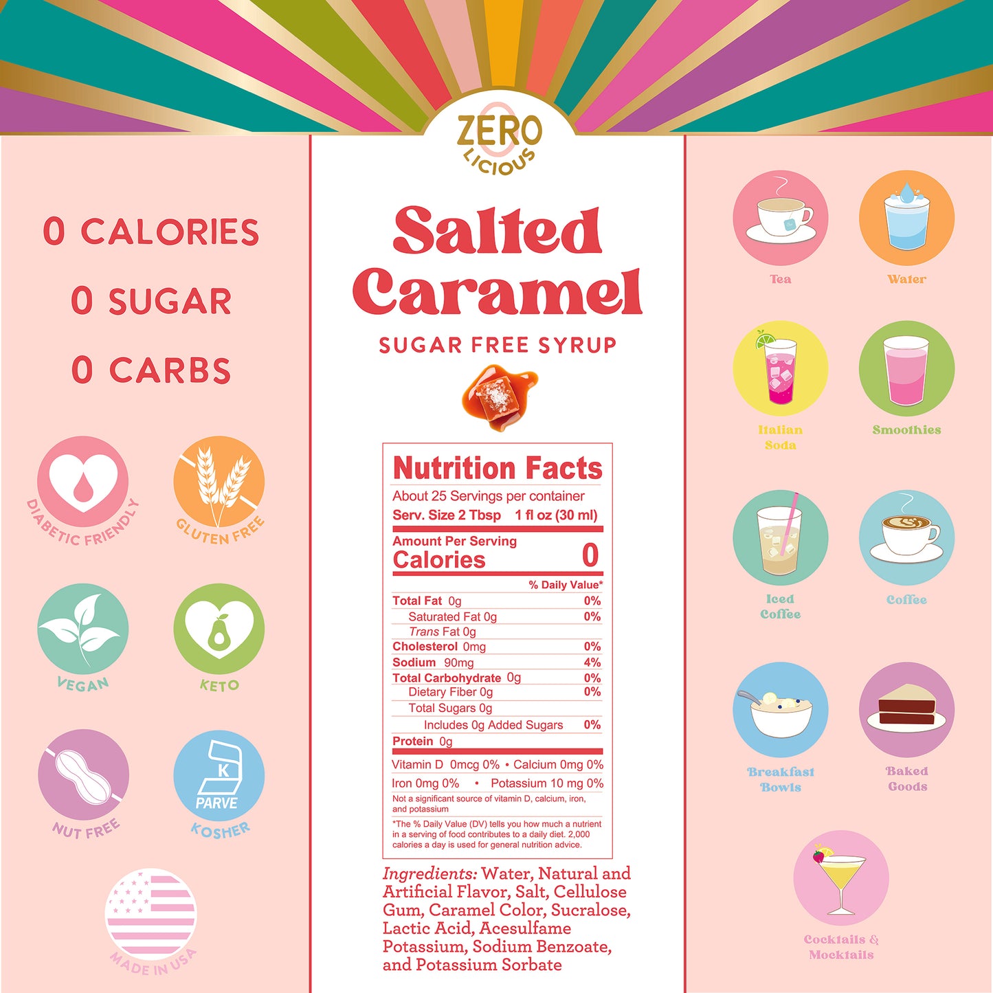 Salted Caramel Sugar Free Syrup Nutrition Facts & Ingredients