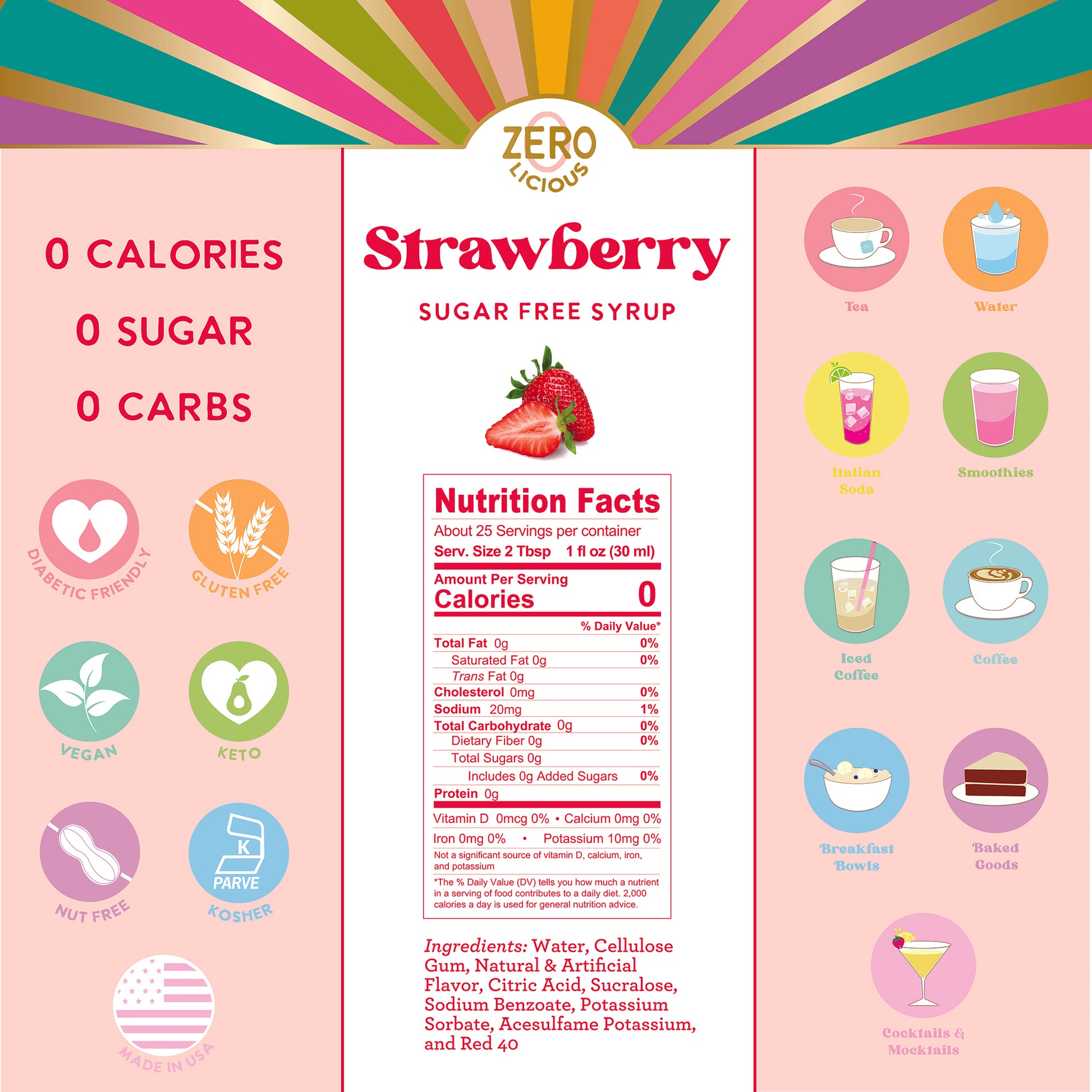 Strawberry Sugar Free Syrup Nutrition Facts and Ingredients